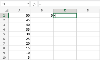 Excel Addition -
