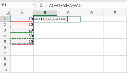 Excel Addition -