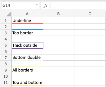 Excel Format Borders -