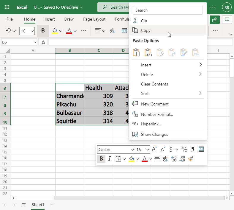 Excel Move Cells -
