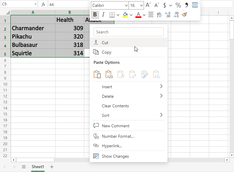 Excel Move Cells -