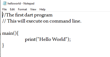 Dart First Program -