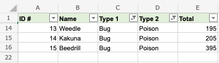 Excel Filter -