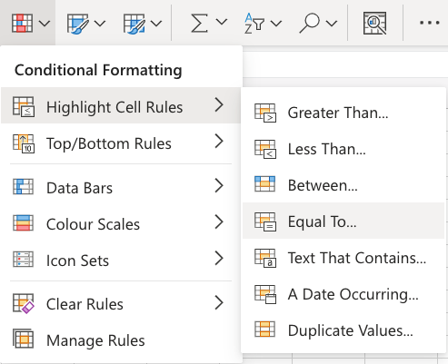 Highlight Cell Rules -