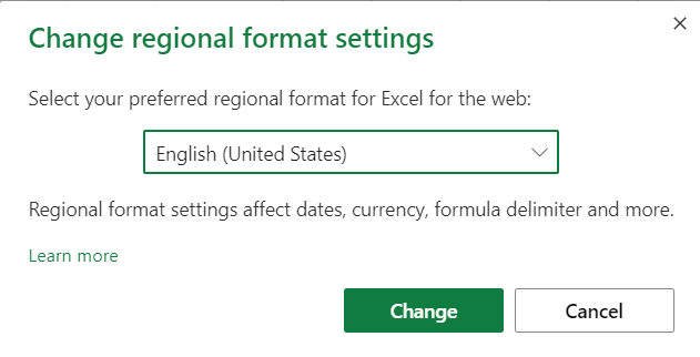 Excel Format Settings -
