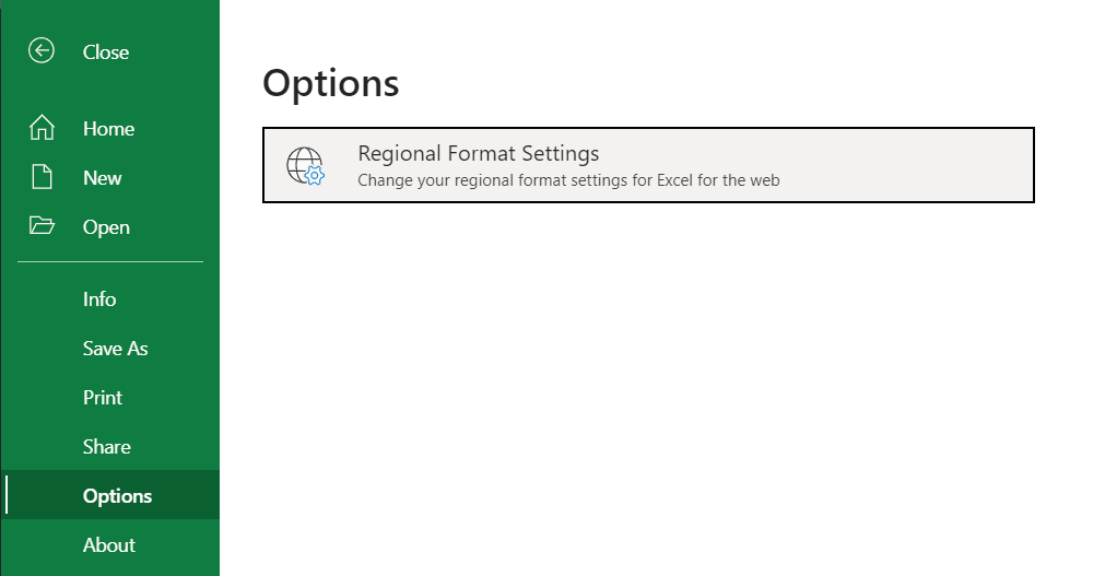 Excel Format Settings -