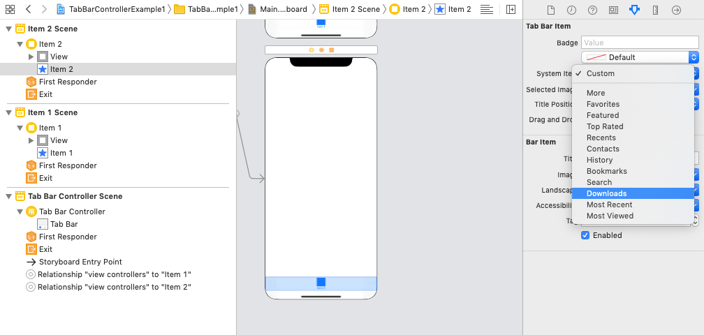 iOS: Tab Bar Controller -