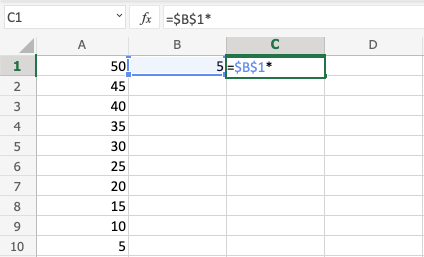 Excel Multiplication -