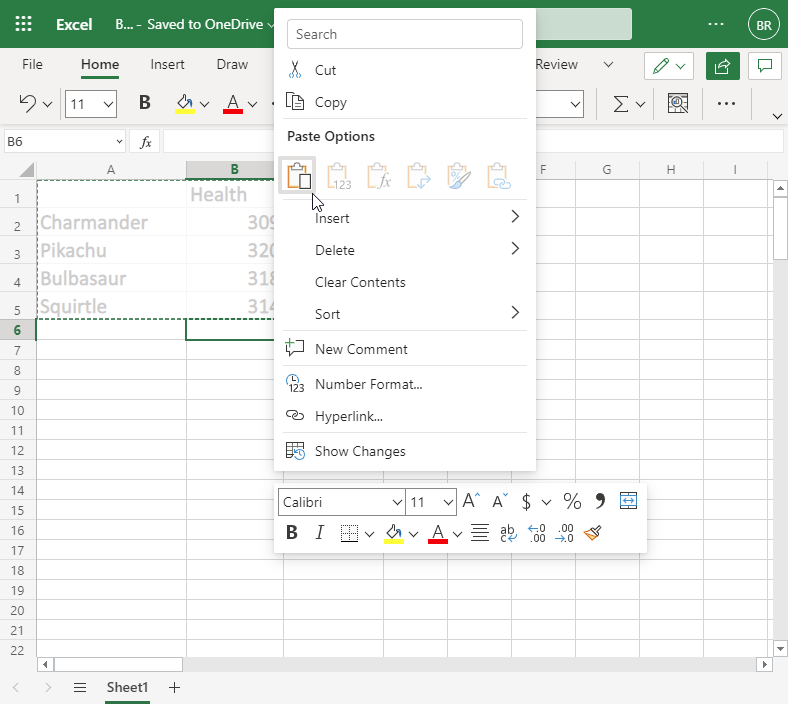 Excel Move Cells -