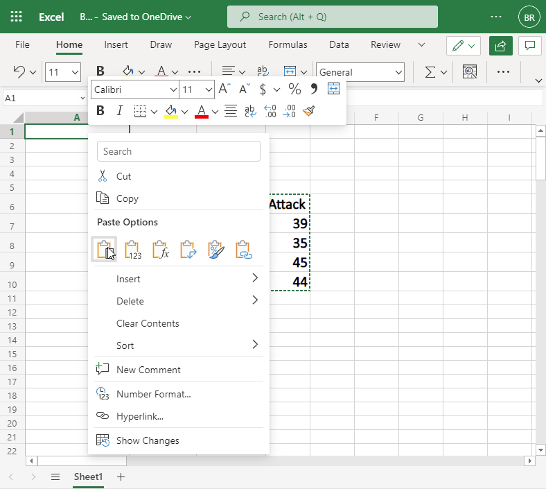 Excel Move Cells -